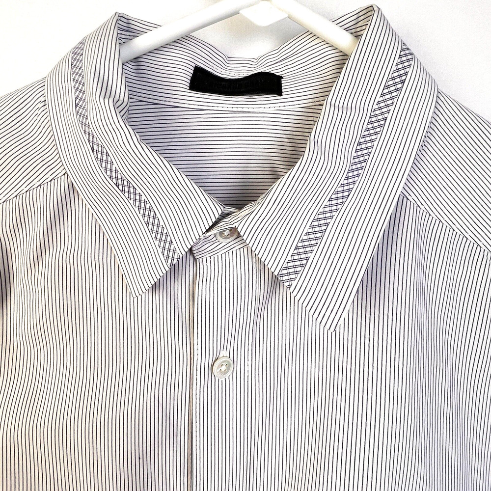 Richard Chai Button Down Shirt Women's XL White Gray Stripe Career Basic Work